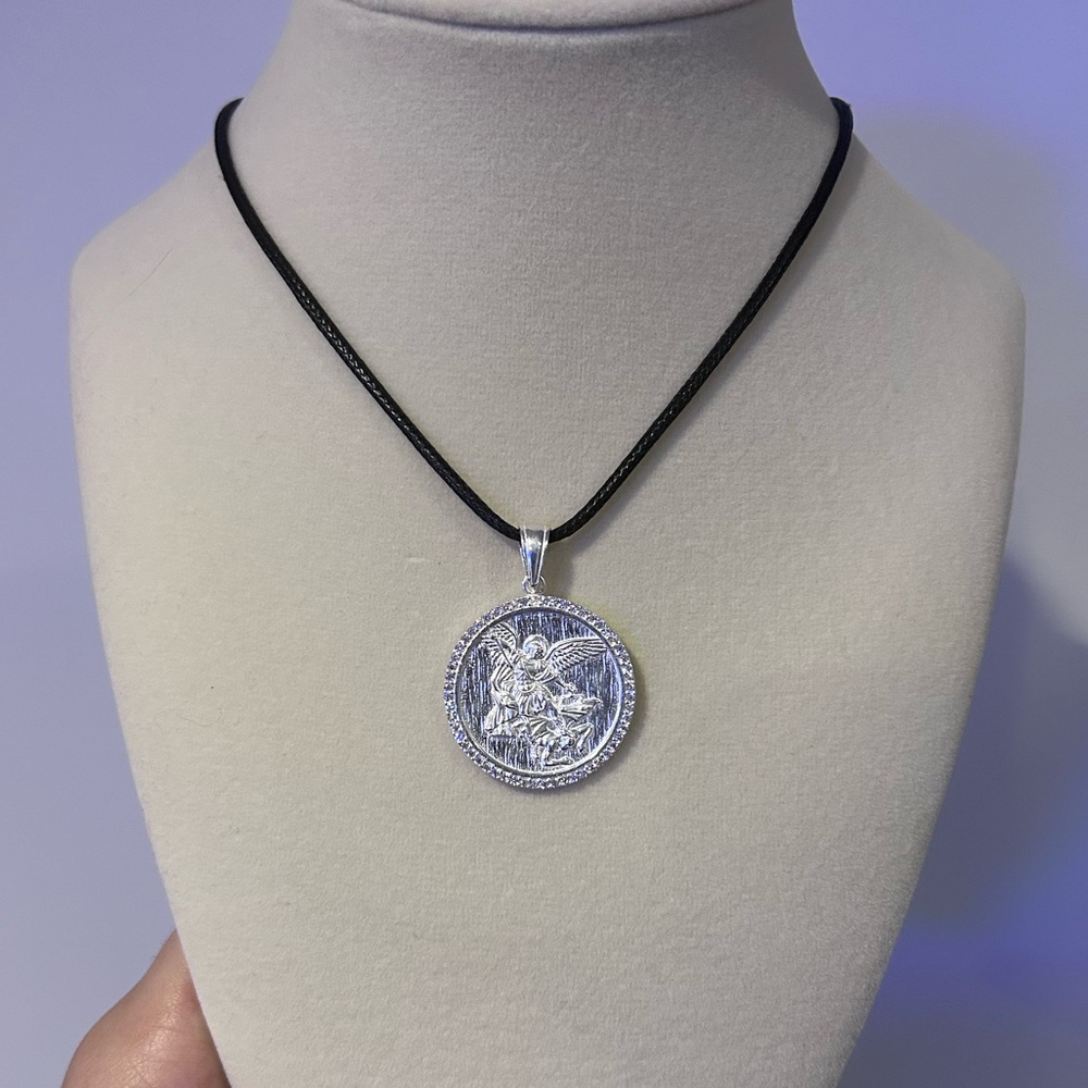 925 Sterling Silver St. Michael Pendant - 3D Design, Cross Stamped Back
